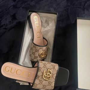 Gucci Original GG Canvas Slides With Double G
